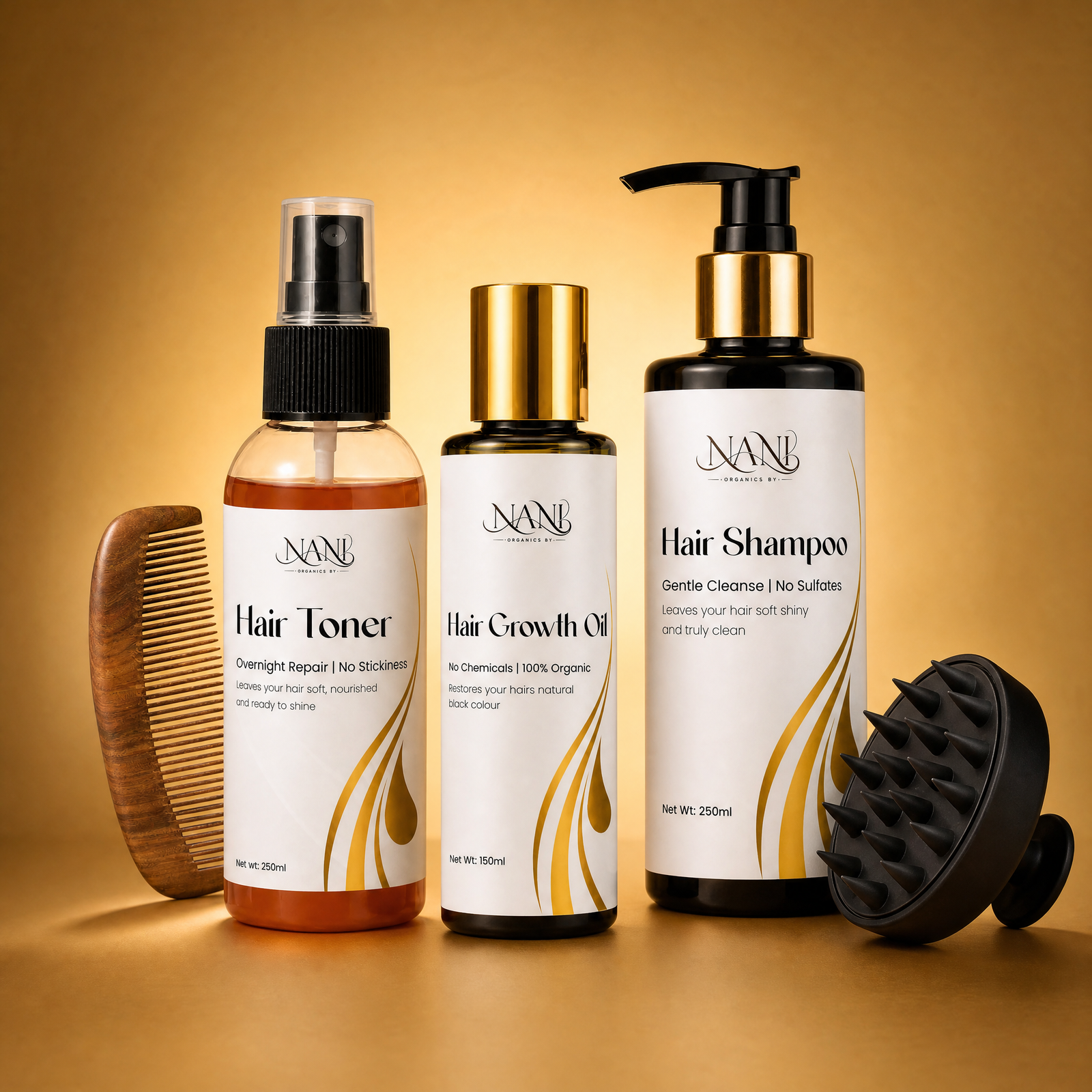 Hair Care Bundle - Professional Shoot Golden Theme Complete Hair Care Bundle - Image 1